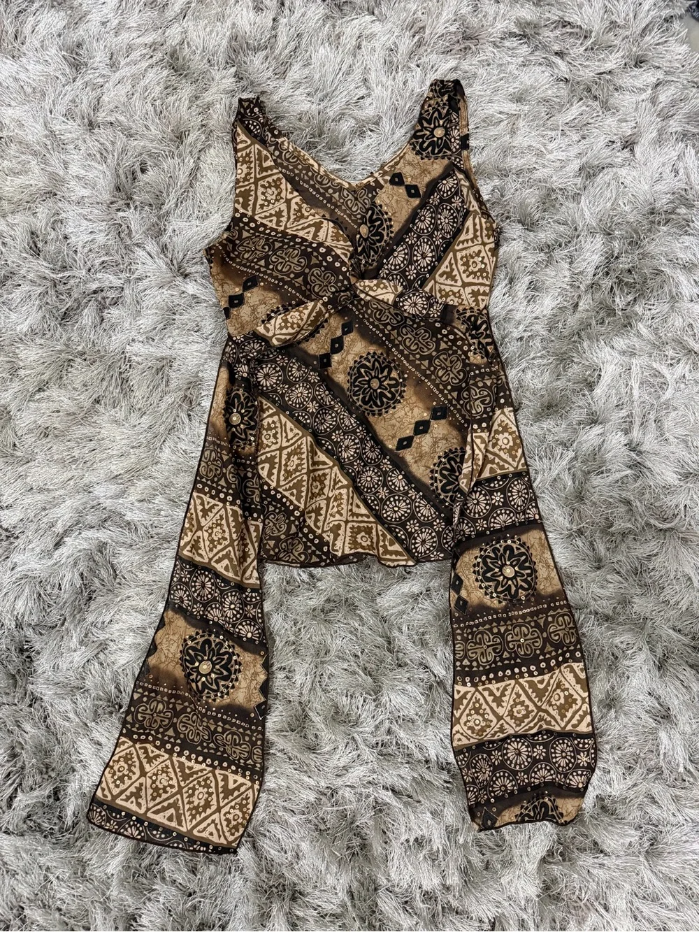 Vintage Y2K Byer California Brown & Black Patterned Top - Picture 6 of 7
